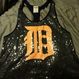 VS Pink Detroit Tigers sequin tank top